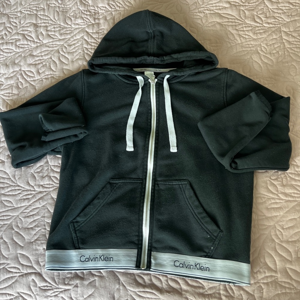 Calvin Klein Black Sleepwear with White Zipper
